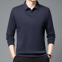 Conjunto de polo de dos piezas de manga larga falsa para hombre, camiseta informal de moda, top multifuncional cómodo para todas las estaciones, bloqueado - details 13