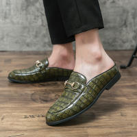 Sandalias con diseño de piedra sintética para hombre, zapatos con hebilla de herradura, tacón versátil, a la moda - details 8