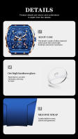 Reloj deportivo cuadrado informal de cuarzo para hombre al aire libre - details 6