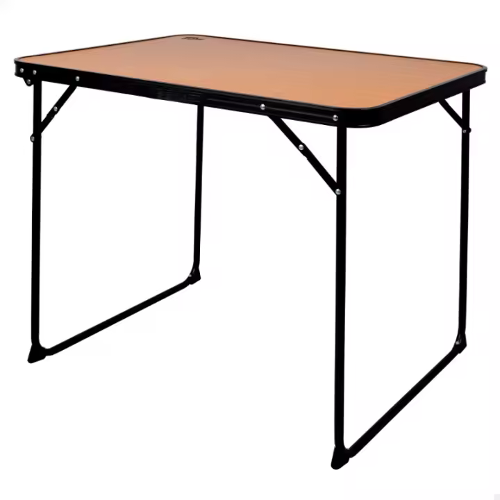 Mesa plegable camping portátil antivuelco Aktive, diseño madera con asa para transportar, medidas 80x60x67cm, material acero - 1
