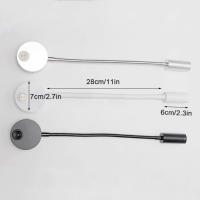 Luz de lectura de montaje en pared con puerto de carga USB, interruptor de mesita de noche LED, lámpara de pared con cuello de cisne Flexible, negro, plateado, blanco, 4000K, 3W - details 7