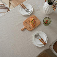 Manteles Rectangular Color Sólido de Lino con Borlas Decoración del Hogar Mantel Antimanchas Cuadrada para Mesa Bodas Fiesta Buffet Beige - details 1