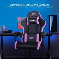 DR35 - Silla Gaming Profesional, Polipiel, reposabrazos Acolchados, pistón Clase 3, Base Nylon Reforzada, Asiento basculante, Altura Regulable, cojín Lumbar y Cervical, Color Negro/Rosa - details 5