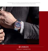 Reloj de Negocios Elegante CURREN 8392 Correa de Cuero de Lujo Estilo Retro Azul Verde Gris Marrón - details 3