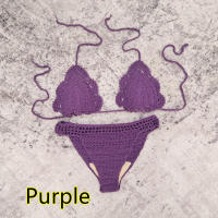 Conjunto de 3 piezas de bikini de ganchillo hecho a mano, minifalda de playa, traje de baño - details 27