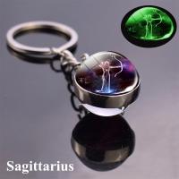 Llavero de Bola de Vidrio de Constelación Luminosa Doble Cara Zodiaco Regalo de Cumpleaños Que Brilla en la Oscuridad para Mujeres - details 6