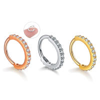 Piercing de aro de circonita transparente, 2 piezas, 0,8X6/8mm, pequeño, para tabique - details 0