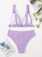 Bikini unicolor para mujer, traje de baño Sexy, conjunto de Bikini con Push-up, traje de baño brasileño, ropa de playa para verano - details 18