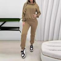 Conjunto deportivo informal de dos piezas para mujer, Sudadera con capucha y pantalones de cintura elástica - details 4