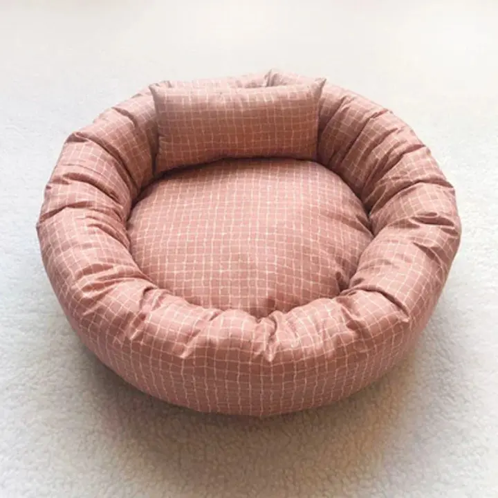 Cama de Mascota Suave de Tela Cojín para Dormir de Gato con Almohada Cama de Perro de Tela Suave para Todas las Estaciones - 1