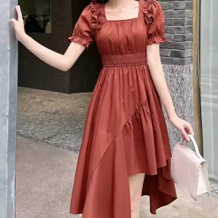 Falda de vestido de burbuja con diseño de dobladillo Irregular, temperamento francés delgado y de moda - 1