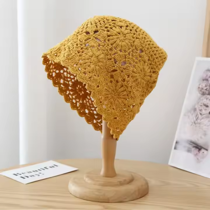Popular hermosa mujer verano algodón crochet Slouchy Beanie sombrero hecho a mano recorte de punto verano Floral calavera gorra - 1
