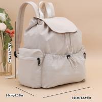 Mochila de moda para mujer, elegante cordón plisado, bolso de estudiante de gran capacidad con solapa de moda, correas dobles - details 0