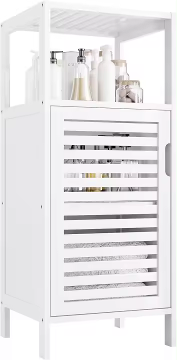 Armario de baño, Mueble de Suelo de bambú Independiente de 4 Niveles para salón, Cocina y Dormitorio, Nogal - 1