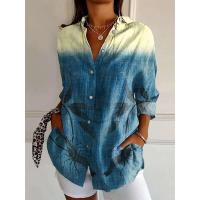 Camisa holgada informal artística estampada a la moda para mujer con botones rectos, Tops S-3XL - details 10