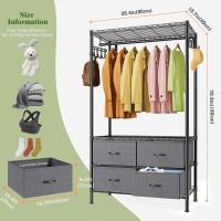 RopaBurro Ropa Metal con Estantes Ajustablescon 4 cajones extraíblesNegro90x40x180cm - details 3