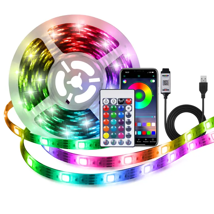Tira de luces LED RGB con USB, cinta Flexible de 5V, 5050 30LED/m, compatible con Bluetooth, aplicación remota, Control de voz, retroiluminación de TV impermeable - 1