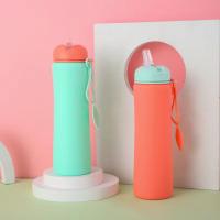 Botella de agua de silicona plegable a prueba de fugas, taza de agua plegable portátil reutilizable, tapa giratoria, tazas de agua plegables para viaje - details 10