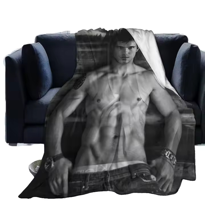 Manta de Jacob Black Ultra-Suave de Taylor Lautner en Franela 3D Impresión Suave y Peluche para Decoración de Habitación Ideal para Todas las Estaciones - 1