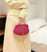 Bolso de Playa de Verano Hecho a Mano de Ratán Bolso Cruzado de Paja con Lata de Nube Dumpling - details 5