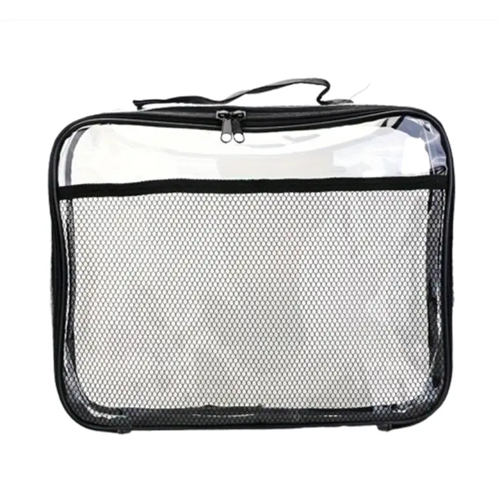 Bolsa de almacenamiento de malla transparente de PVC de gran capacidad, bolsa con cremallera, organizador de artículos de tocador impermeable, portátil e informal - 1