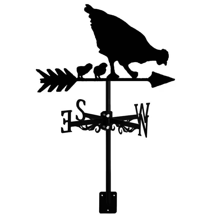 Paleta Meteorológica de gallina y polluelos, silueta Retro, indicador de dirección del viento decorativo para granja al aire libre - 1