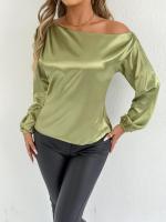 Blusa de satén de color blanco de manga larga, nueva camisa de verano para mujer - details 5