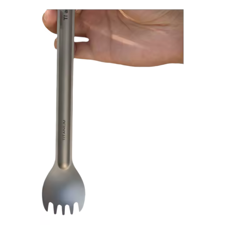Tiartisan Set De Comedor De Camping De Titanio Puro Ultraligero Con Mano Larga Cuchara Y Forcheta 2pcs Con Bolsa De Almacenamiento - 1