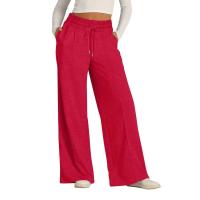 Pantalones deportivos de pierna ancha y cintura alta para mujer, pantalones de yoga casuales, jogger de cintura baja, estilo casual, algodón, hasta el tobillo - details 14