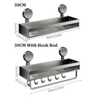 Estante de baño con ventosa de acero al carbono, estante de almacenamiento para ducha con montaje en pared sin perforaciones, soporte de carga fuerte de gran capacidad - details 0
