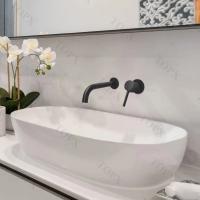 Grifo de Baño TOPX Montado en la Pared Mate Negro con Fregadero Integrado de Bronce Control Dual de Agua Caliente y Fría - details 13