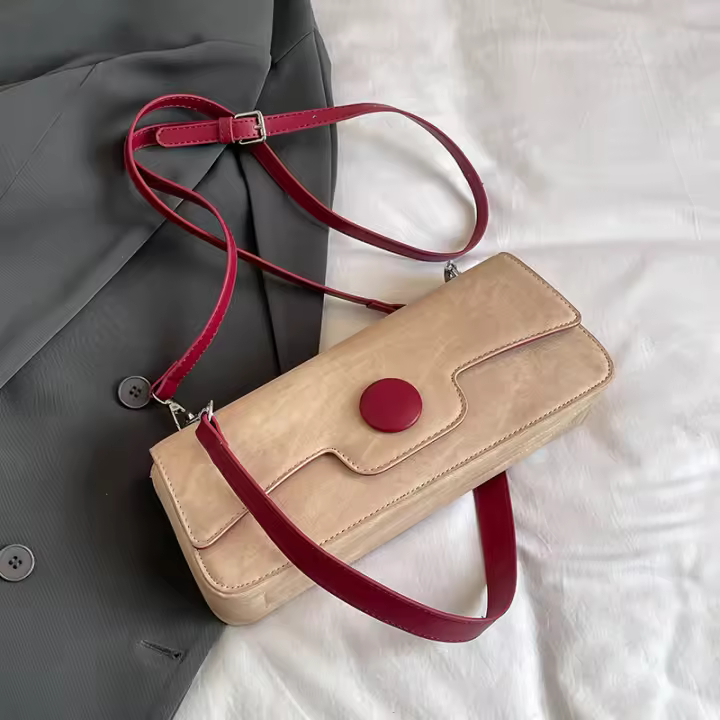 Bolso de hombro de color contrastante para axila, personalizado, sencillo, con textura informal, novedad de 2024 - 1