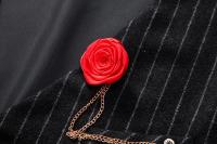 Recién llegado, chaleco Retro de Tweed para hombre, vestido a rayas a la moda, chaleco para traje, chaleco informal Vintage para caballero, accesorios de cadena - details 9