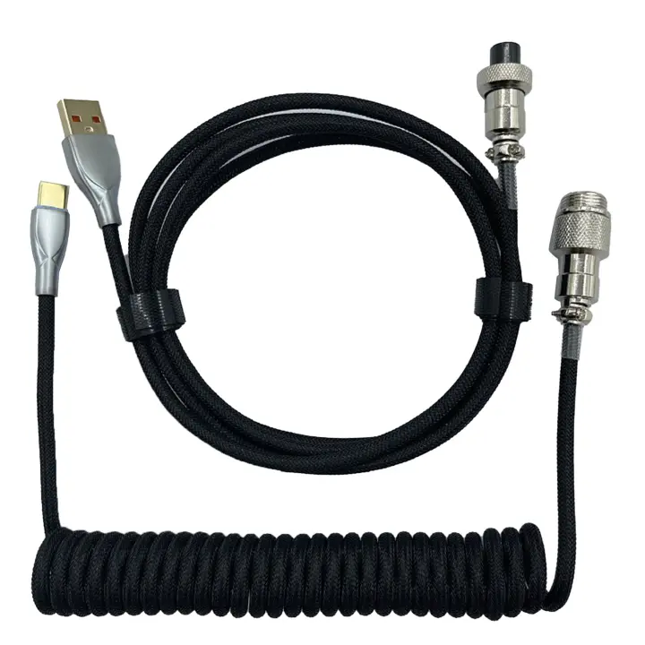 Accesorios de teclado, Cable de teclado en espiral retráctil para juegos, conector resistente - 1