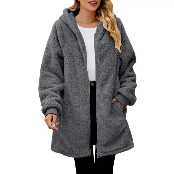 Abrigos con capucha informales para mujer, cárdigans de moda de otoño, sudaderas con capucha para mujer - 1