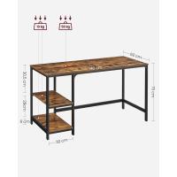 Escritorio con 2 Estantes a la Izquierda o a la Derecha, Mesa de Trabajo, para Salón Oficina, Estructura de Acero, Industrial, Marrón Rústico y Negro Tinta LWD55X - details 2