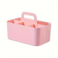 Cesta de almacenamiento de plástico de 5 compartimentos con asa, organizador de escritorio de oficina portátil para bolígrafos, lápices, papelería, colores mezclados - details 9