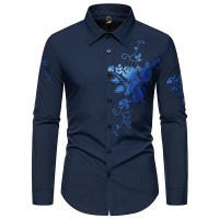 Camisa de Manga Larga con Estampado de Flor Camisas Casuales para Hombres en Otoño - details 9