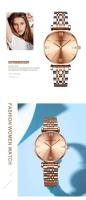 Reloj de Cuarzo Casual de Oro Roso para Damas Correa de Acero Inoxidable - details 10