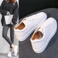 A09 PU plataforma superior para mujer zapatos bajos informales para caminar zapatillas de deporte planas blancas de moda para mujer - details 2