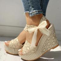 Zapatos de tacón con cuñas de encaje para mujer, ocio - details 6
