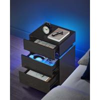Mesita de Noche con Tira de Luz LED Multicolor Variable, 3 Cajones, Mesa Auxiliar, Estilo Moderno, 35 x 40 x 55 cm, Negro Efecto Madera LET0830B01 - details 1