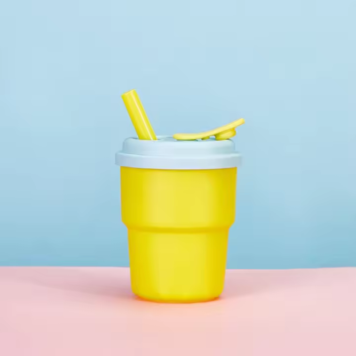 Taza de agua de silicona resistente al calor, vaso de dibujos animados a prueba de fugas con pajita, vaso portátil para beber de verano, 380ML - 1