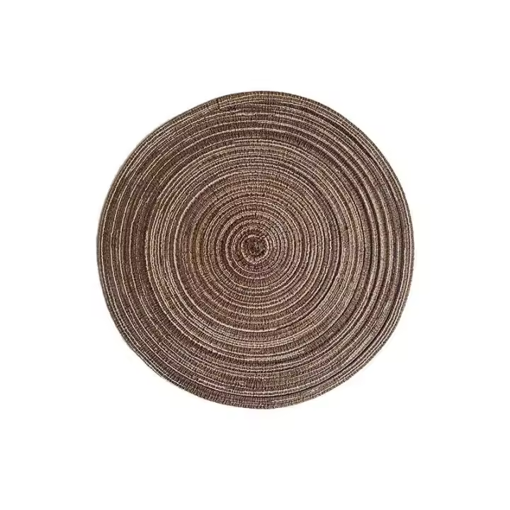 Mantel personal de hilo de algodón de estilo nórdico, ramio tejido circular para tazas, mantel con tablero aislante, antideslizante y anti - 1