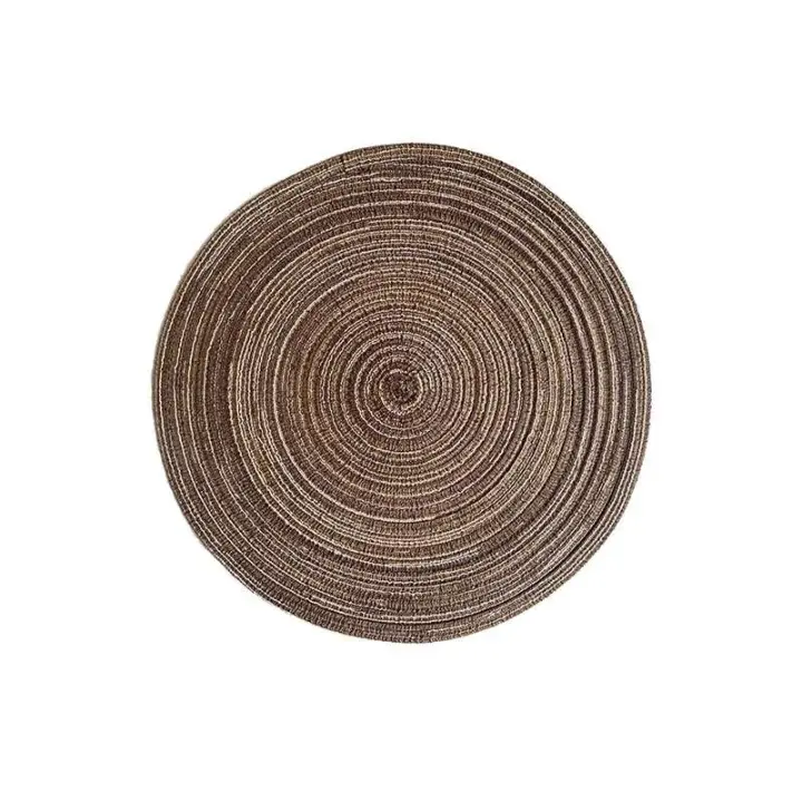 Mantel personal de hilo de algodón de estilo nórdico, ramio tejido circular para tazas, mantel con tablero aislante, antideslizante y anti - 1