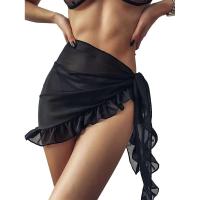 Traje de baño Coverups Mujeres Volantes Dobladillo Sarong Playa Bikini Wrap Sheer Falda Corta Bufanda de Gasa para Traje de Baño - details 5