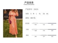 Vestido Elegante con Estampado Pastoral y Cuello en V para Mujer, Estilo Nuevo 2025, Ajustado a la Cintura - details 1