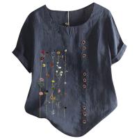 Blusa informal de lino y algodón para mujer, camisa elegante de manga corta con botones, Tops bohemios de talla grande, ropa de calle 2024 - details 5