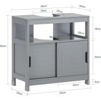 Mueble de Baño de Suelo Blanco Armario de Lavabo con 60 x 30 x 60cm 1 Estante y 2 Puertas Corredoras - details 12