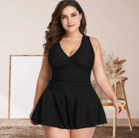 Traje de baño de talla grande para mujer, traje de baño de cuerpo dividido con falda estampada adelgazante y conservadora, traje de baño de ángulo plano - details 13